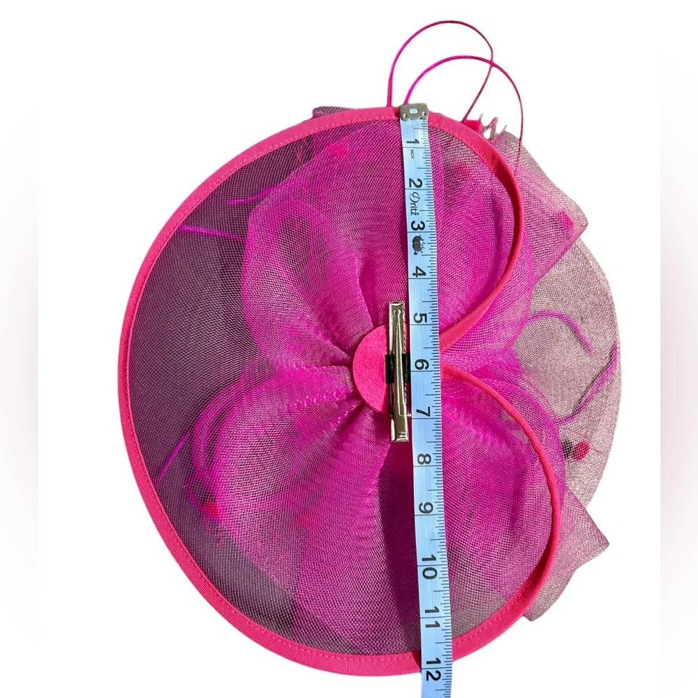 KENTUCKY DERBY hot pink fascinator clip on hat decoration church dress up hat - Picture 4 of 6